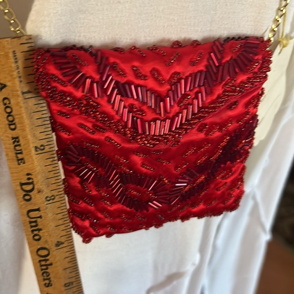 Vintage MISTER ERNEST Mini Formal Evening Red Beaded Crossbody Bag - Picture 7 of 8